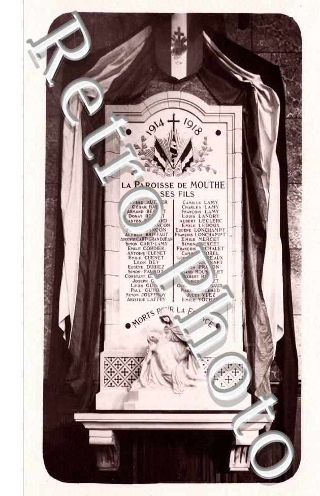 plaque de commemoration des morts a la guerre 1914-1918