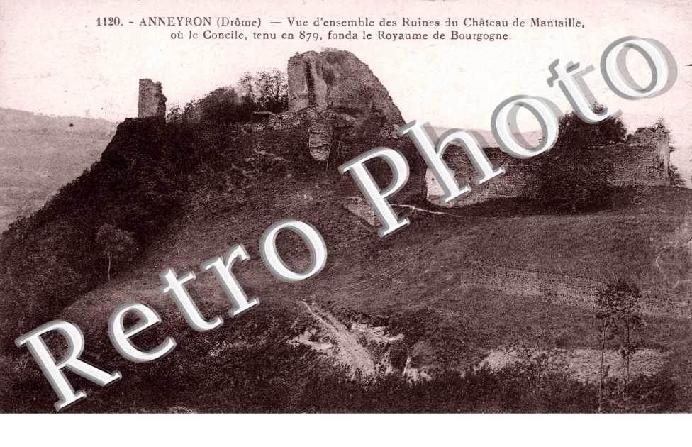 Vue d'ensemble des ruines du château de Mantaille