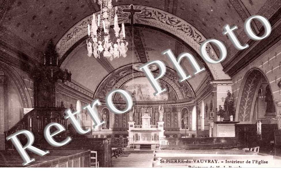 interieur de l&#039;eglise, peinture de M.J. Brault