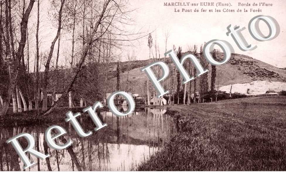 Bords de l&#039;Eure - le pont de fer et les cotes de la Foret