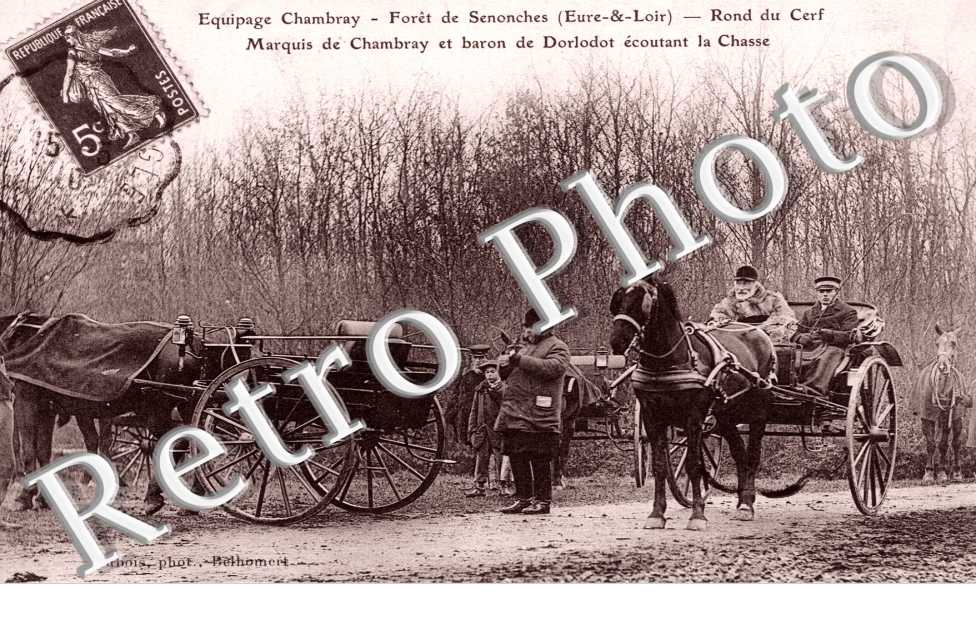 Rond du cerf Marquis de Chambray et baron de Dorlodot ecoutant la chasse
