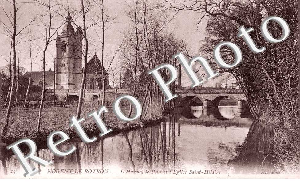 L' Huisne, le Pont et l'Eglise Saint Hilaire