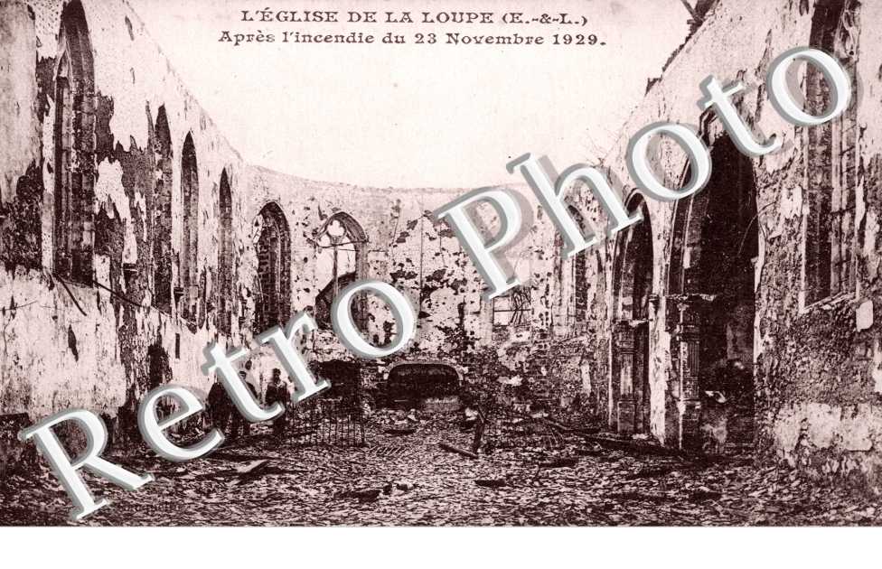 l&#039;eglise, apres l&#039;incendie du 23 novembre 1929