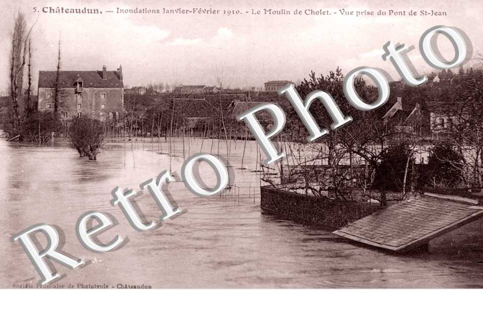 Inondations 1910, moulin de Cholet