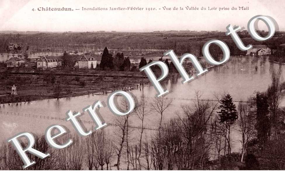 Inondations 1910, vue de la Vallee du Loir