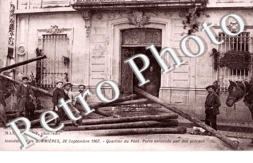inondations de sommieres 26 septembre 1907 - quartier du pont (INONDATION)