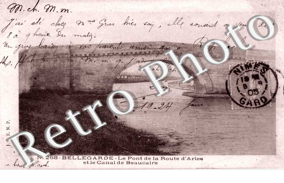 Le pont et la route d&#039;Arles et le canal de Beaucaire