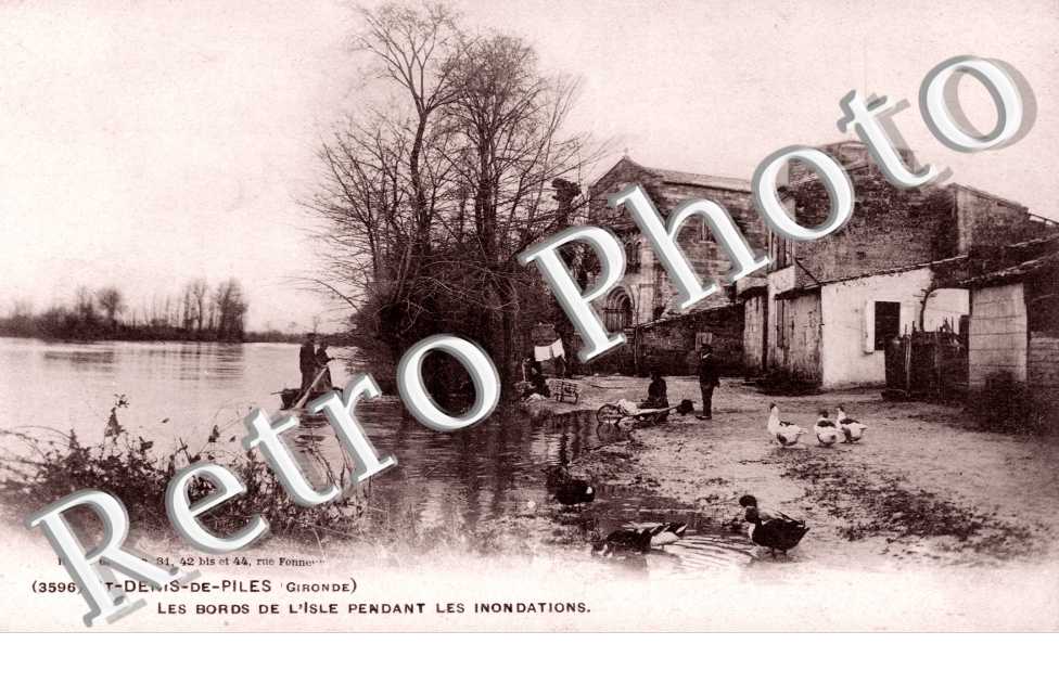 Les bords de l&#039;Isle pendant les inondations