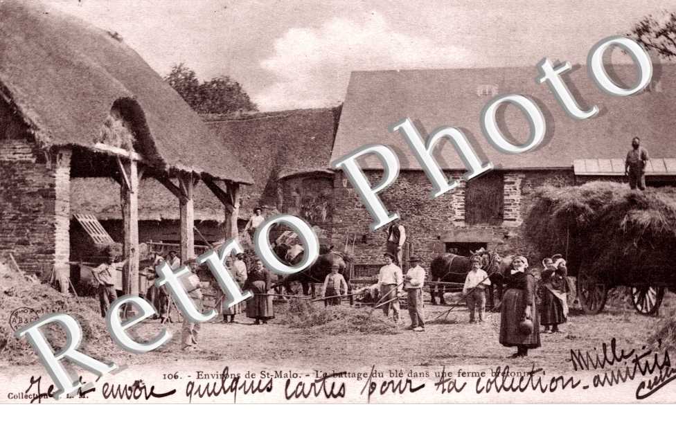 le battage du ble dans une ferme bretonne
