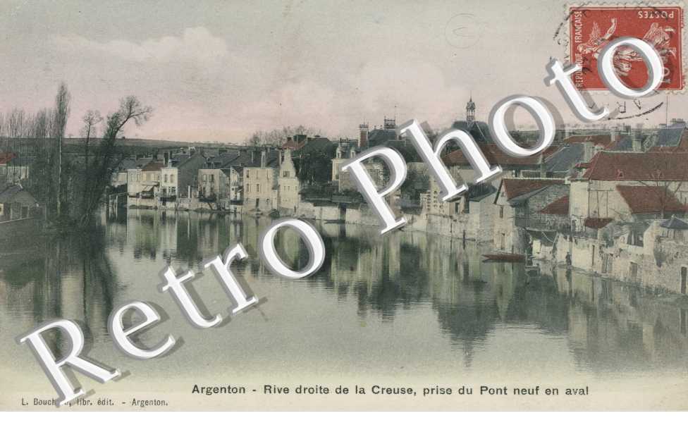 Rive droite de la Creuse prise du Pont neuf en aval