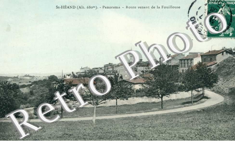 panorama - route venant de la Fouillouse - carte couleur