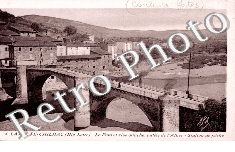 le pont et rive gauche vallee de l&#039;allier station de peche (couleur)