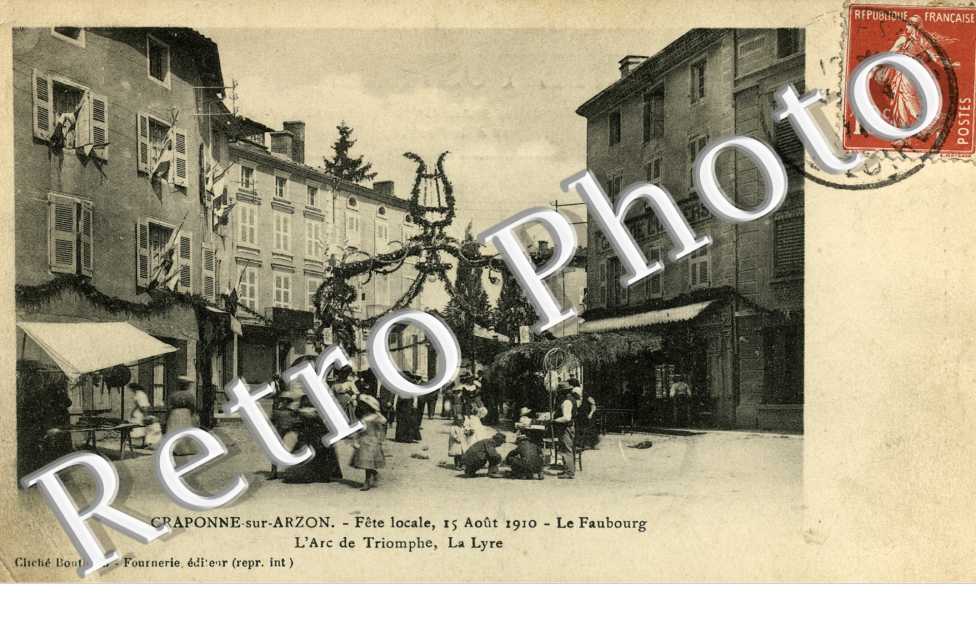 fete locale 15 aout 1910, le faubourg, l'arc de triomphe, la lyre