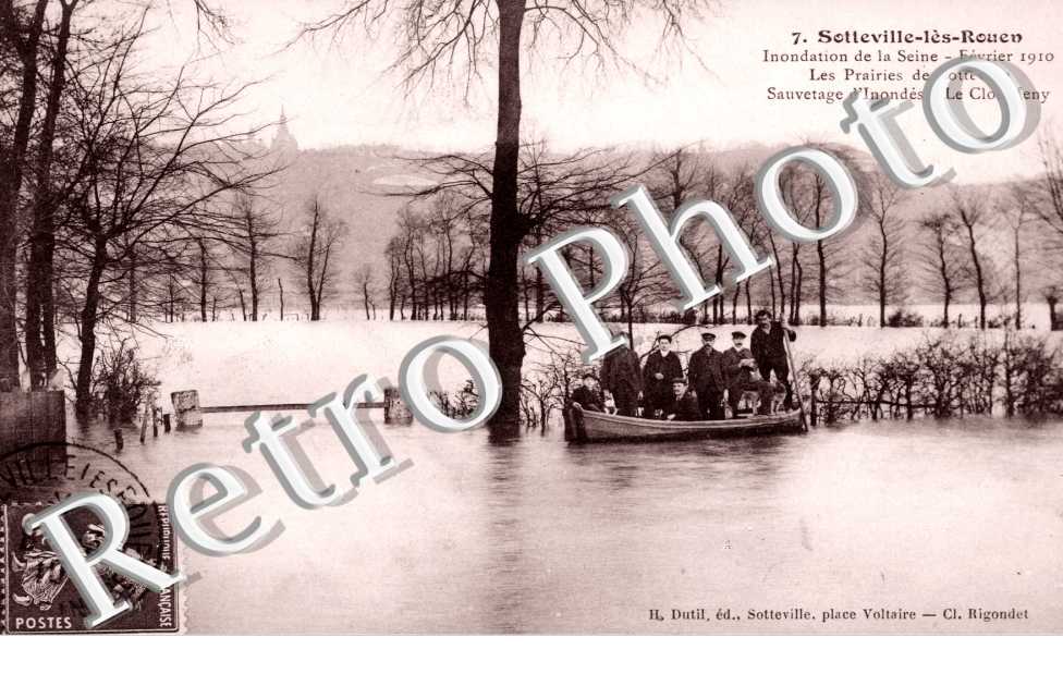 Inondations de la Seine, Fevrier 1910, les Prairies de Sotteville, le Clos Meny