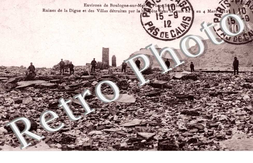 Ruines de la Digue et des Villas detruites par la tempete Mars 1912