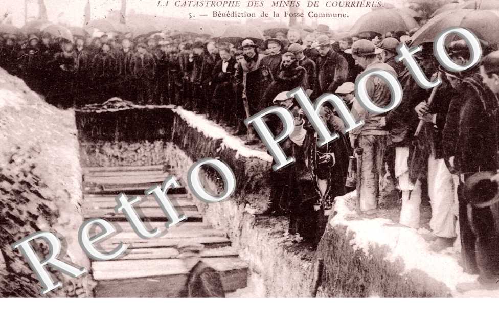 la catastrophe des mines de Courrieres, benediction de la fosse commune