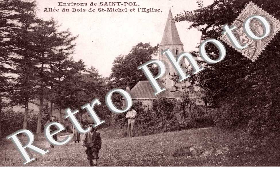 Allee du bois de Saint Michel et l&#039;eglise