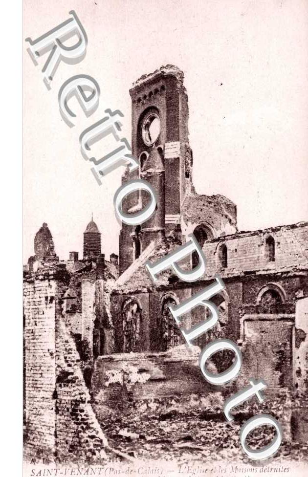 L&#039;eglise et les maions detruites