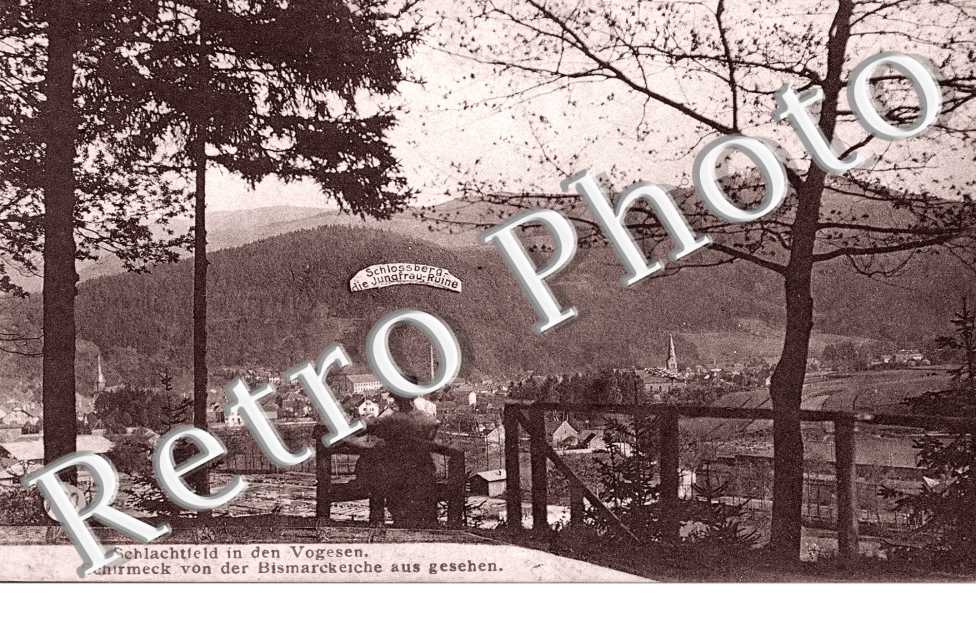 Schlachtfeld in den Vogesen, Schirmeck von der Bismarckeiche aus gesehen