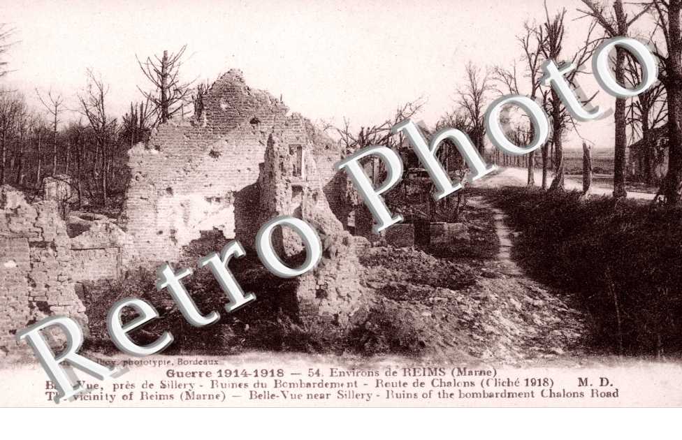 Route de Chalons, apres bombardement