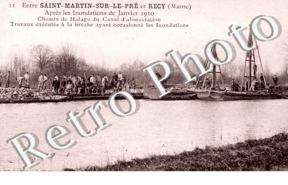 Chemin de halage du Canal d&#039;alimentation apres les inondations 1910