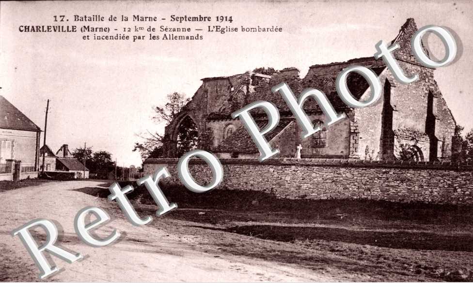 l&#039;Eglise bombardee et incendiee par les Allemands