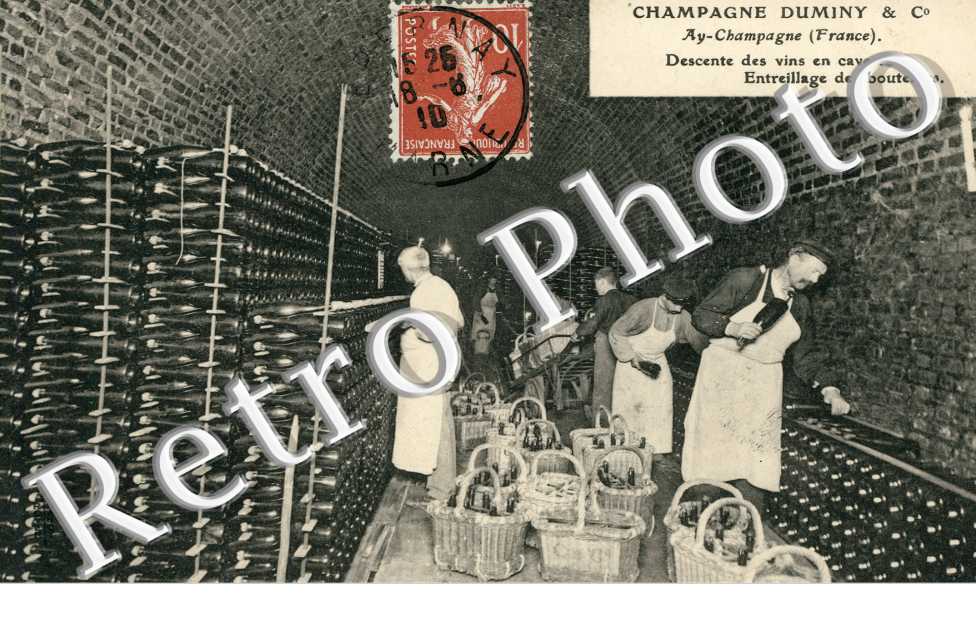 Champagne Duminy et Co, Descente des vins en caves, Entreillage des bouteilles