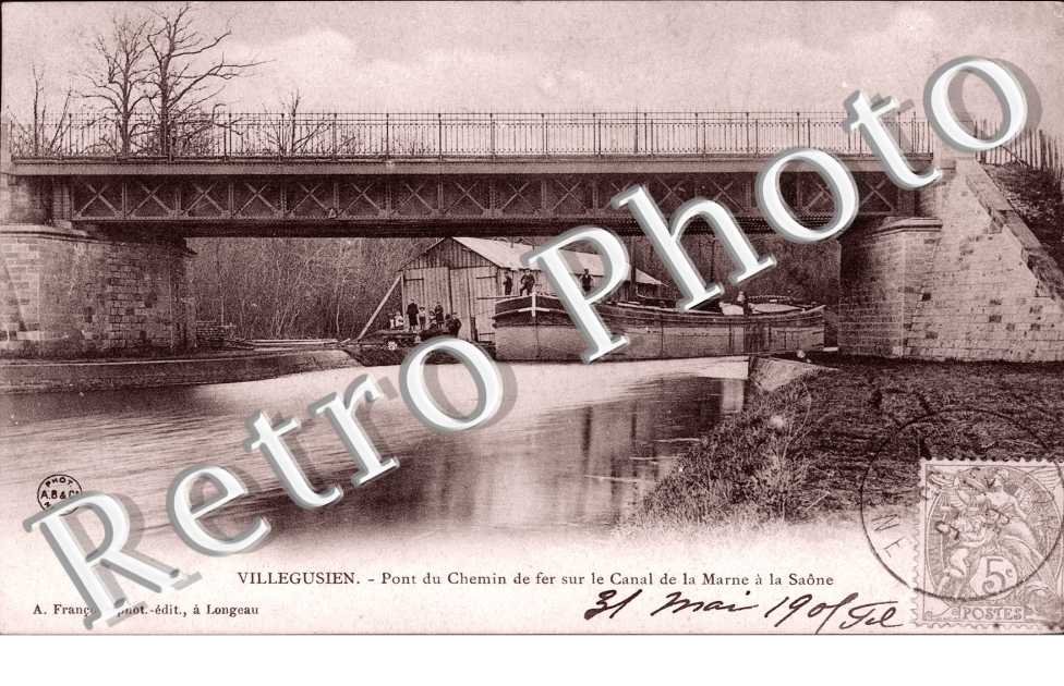 Pont du chemin de fer sur le canal de la Marne a la Saone