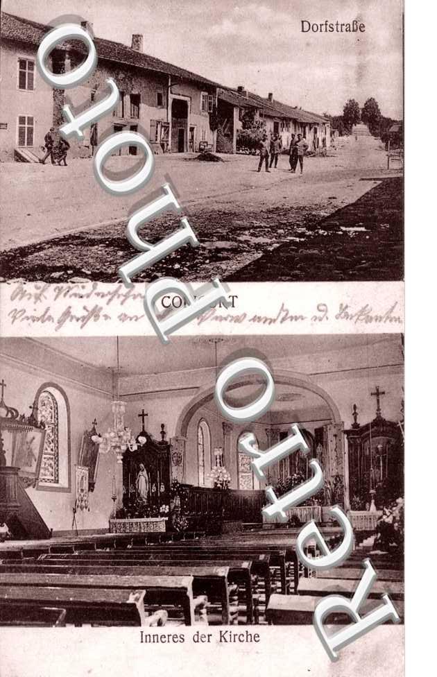 feldpostkarte  - Dorfstrasse - Inneres der Kirche