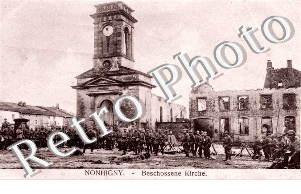 Beschossene Kirche -  feldpostkarte