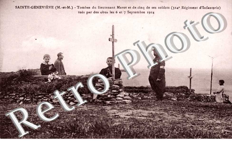 Tombe du lieutenant Marot tue par un obus le 6