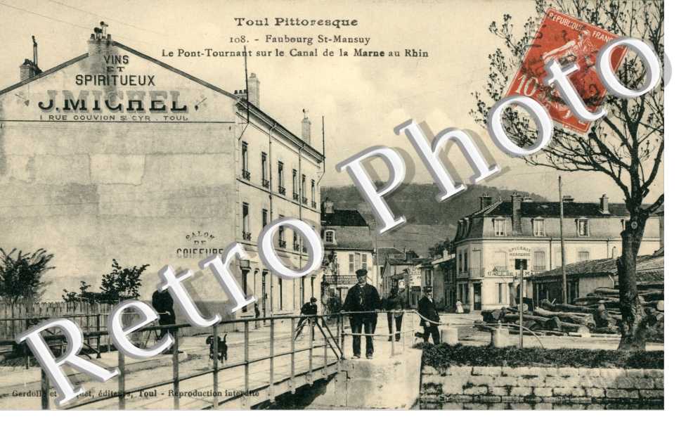 Faubourg Saint Mansuy, le Pont Tourant sur le Canal de la Marne au Rhin