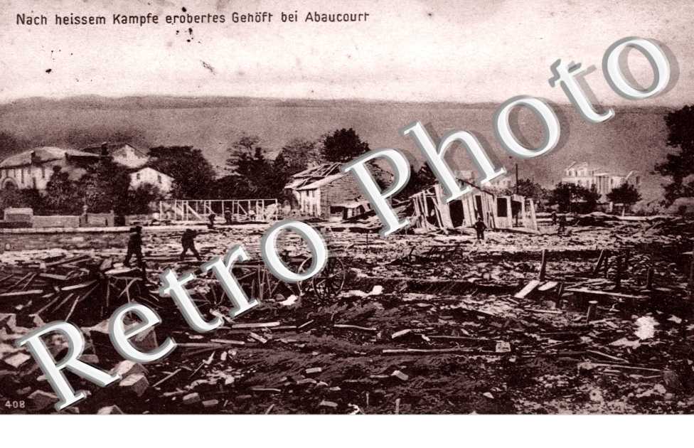 Nach heissem Kampfe erobertes Gehoft bei Abaucourt