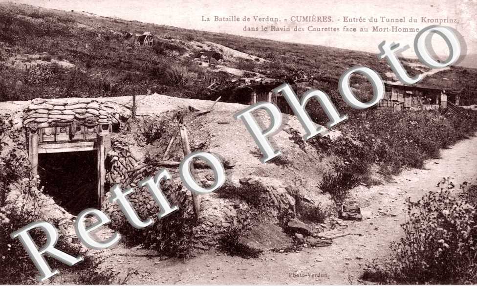 Entree du tunnel du kronpriz dasn le ravin des Caurettes  face au Mort-Homme