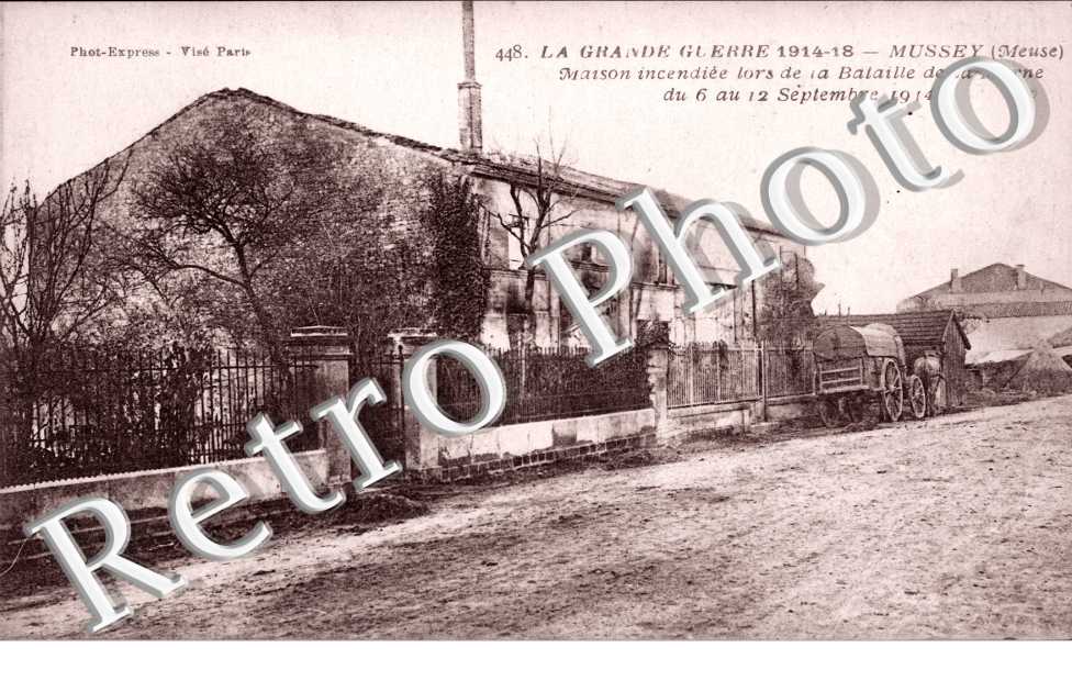 maison incendiee los de la bataille de la Marne 6-12 sept 1914