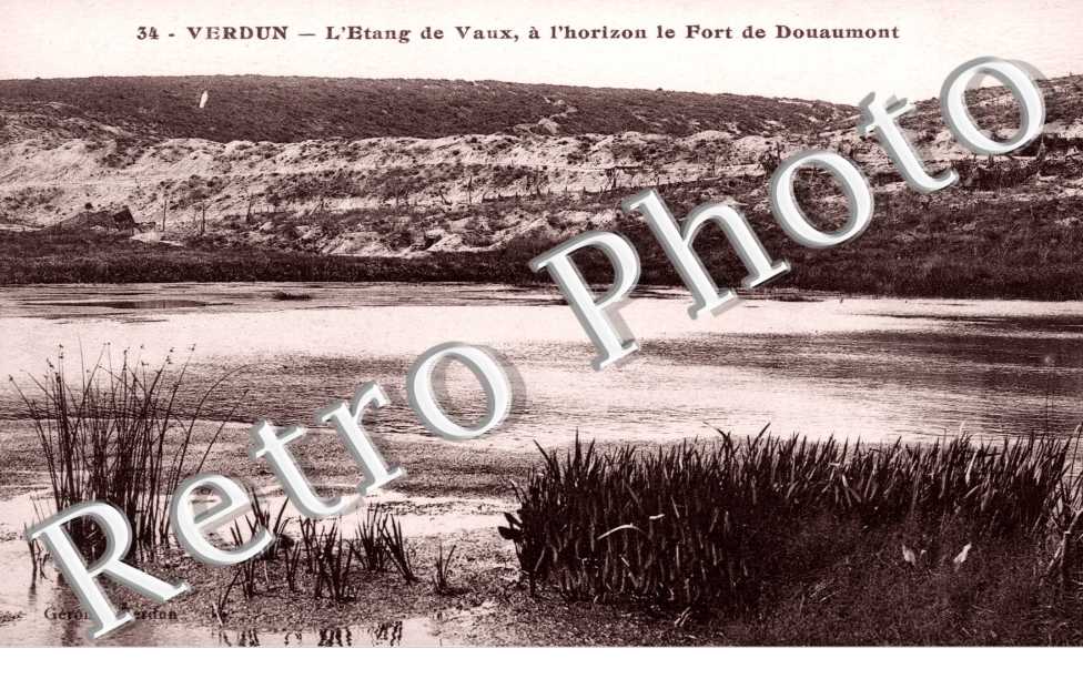 L'etang de Vaux a l'horizon le Fort de Douamont