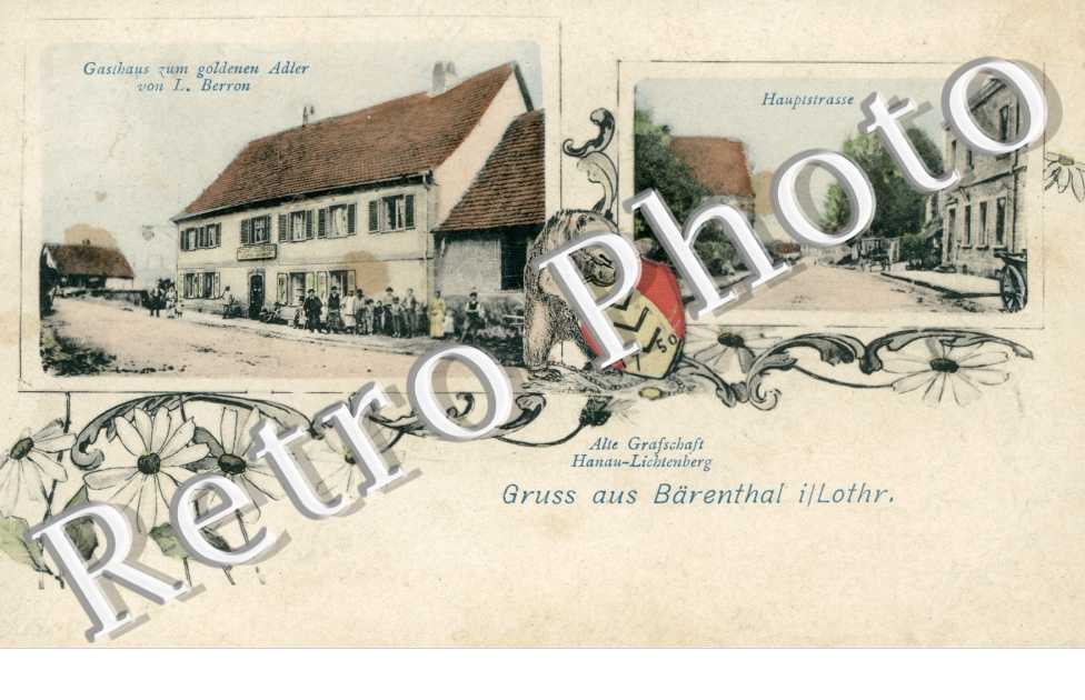 Haupststrasse, Gasthaus zum goldenen Adler von L. Berron, Gruss aus Barenthal