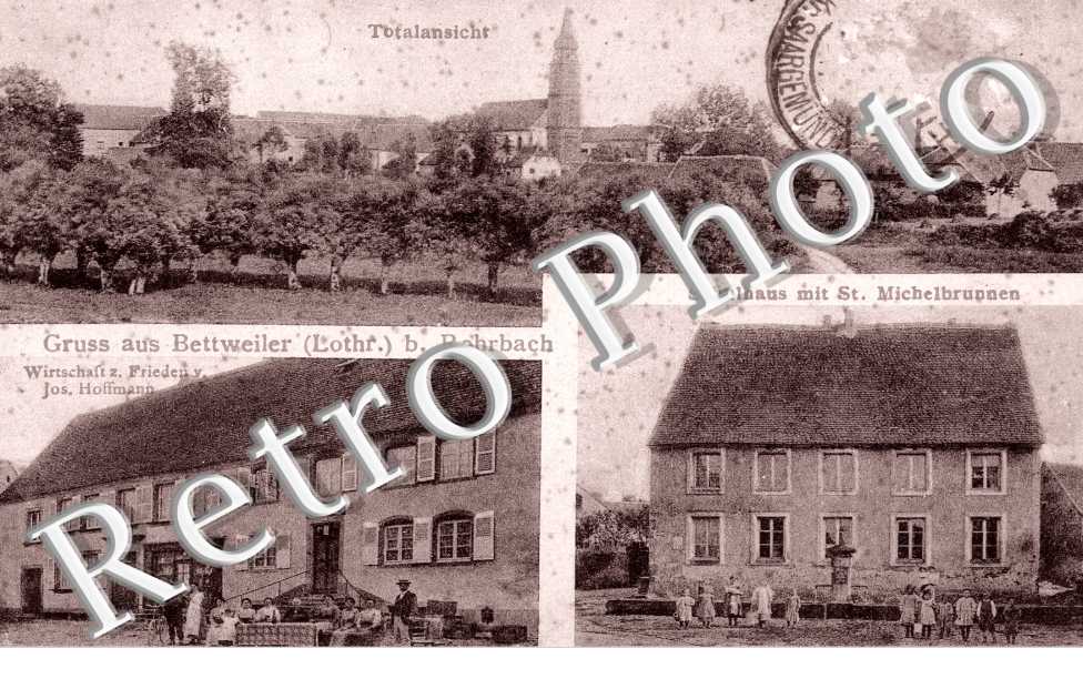 schulhaus mit St Michelbrunnen  Wirtschaft z. Frieden v. Jos. Hoffmann