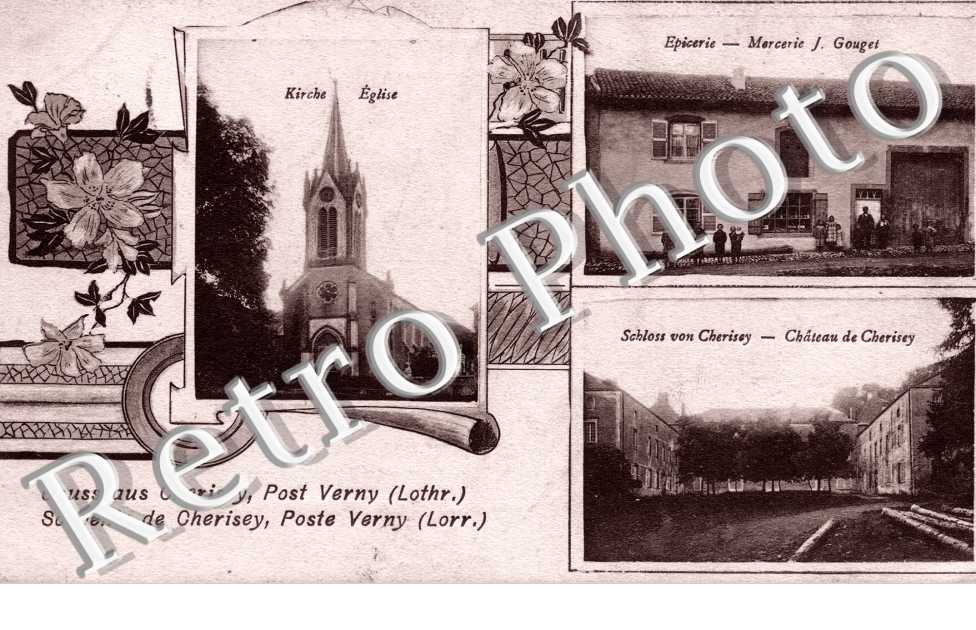 eglise, epicerie-mercerie, chateau de Cherisey