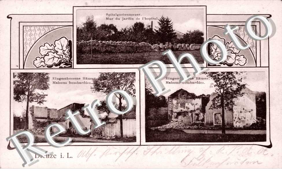 jardin de l&#039;Hopital et maisons bombardees