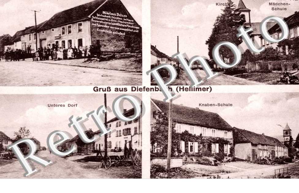 Unteres Dorf, Knaben-Schule, Kirche, Madchen-Schule, Knaben-Schule