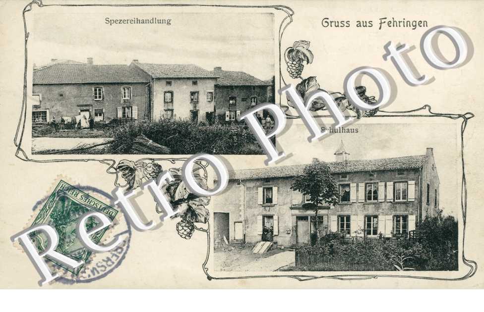 Gruss aus Fehringen. Spezereihandlung, Schulhaus