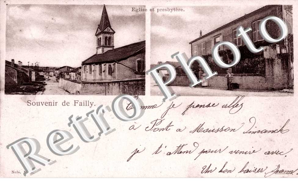 Eglise et presbytere - souvenir de Failly