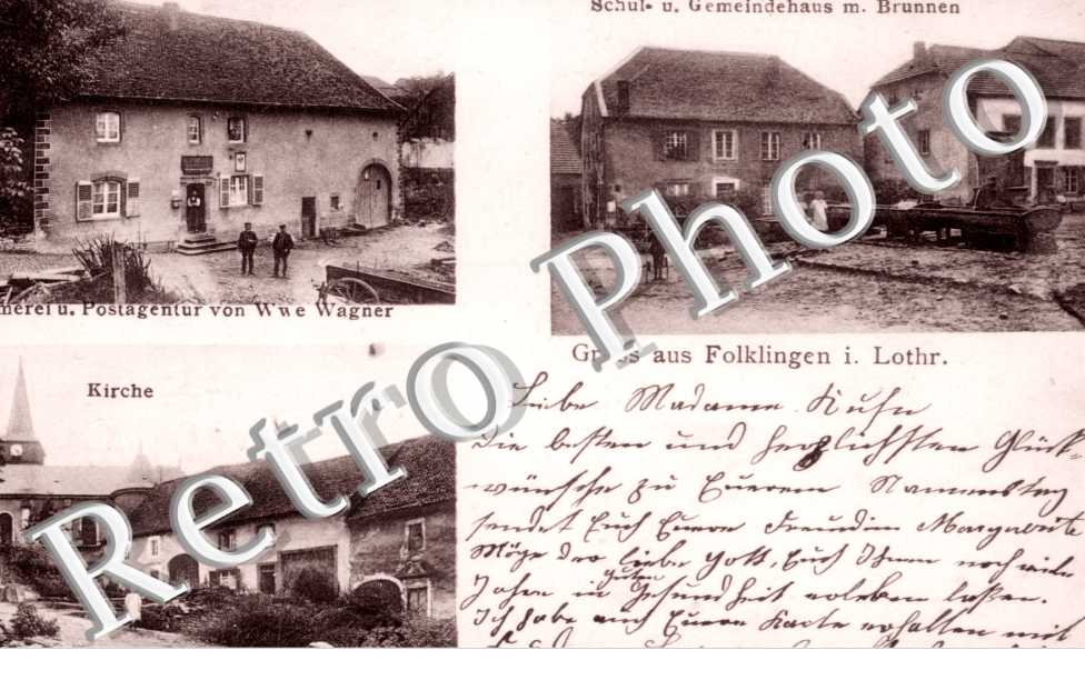 Kramerei u. Postagentur von Wwe Wagner -  Schule u. Gemeindehaus M. Brunnen - Kirche