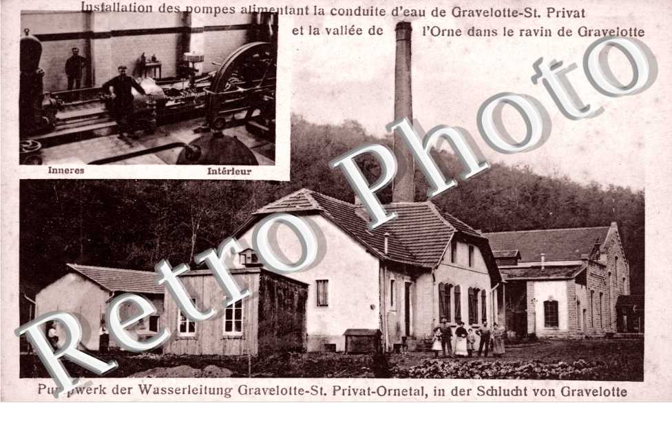 Pompes alimentant la conduite d&#039;eau et la vallee de l&#039;Orne dans le ravin de Gravelott