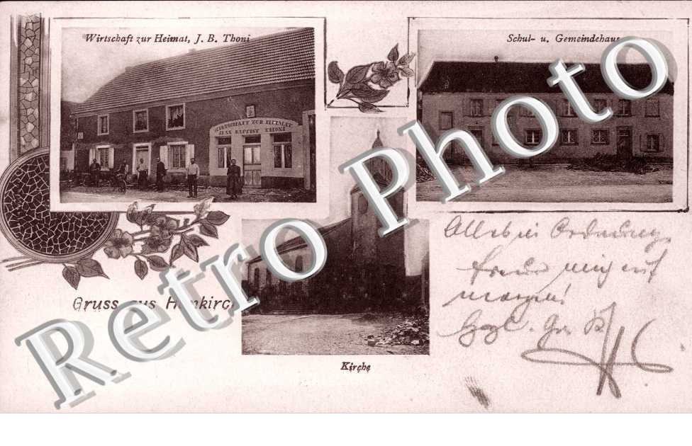 Schule und Gemeindehaus, Wirtschaft zur Heinen J.B Thoni, Kirche
