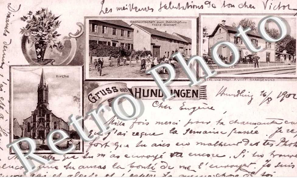 Kirche, Bahnhof, Gastwirtschaftzum Bahnhofen von Franz Siebert, Kirche