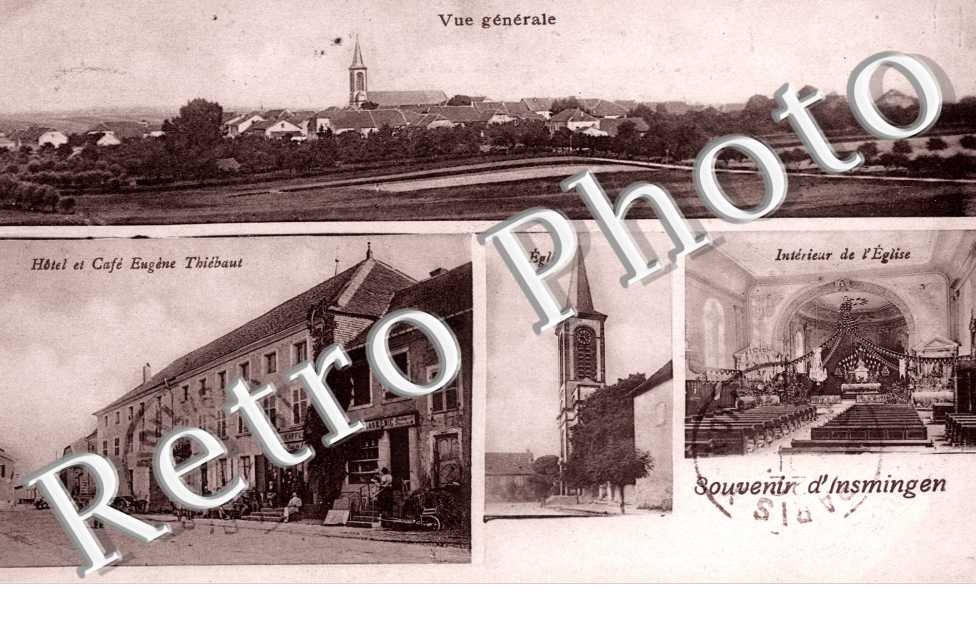 Carte multivues - vue generale - eglise - hotel et cafe Thiebaut - interieur de l&#039;eglise
