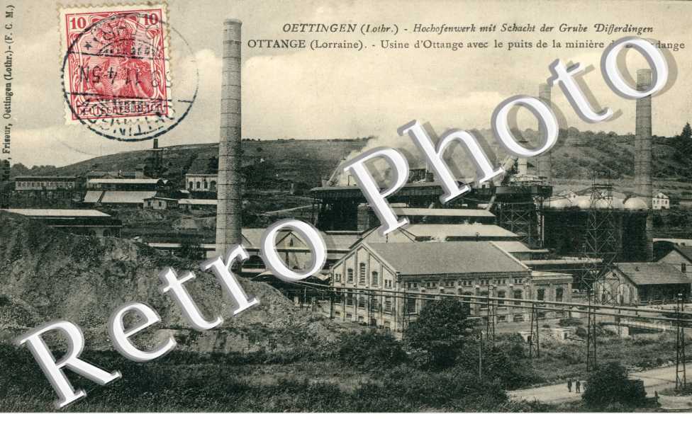 Usine d'Ottange avec le puits de la miniere de Differdange