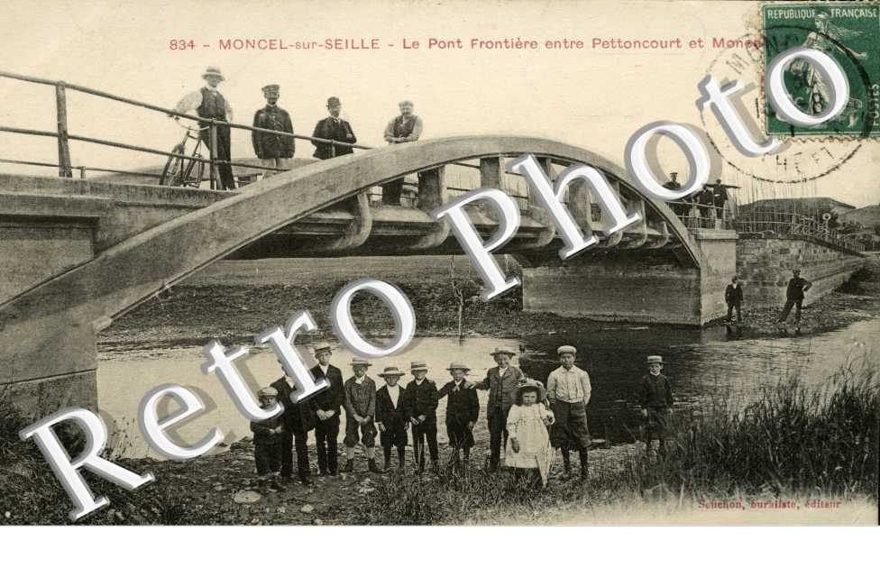 Moncel-sur-Seille, le pont-frontiere entre Pettoncourt et Moncel
